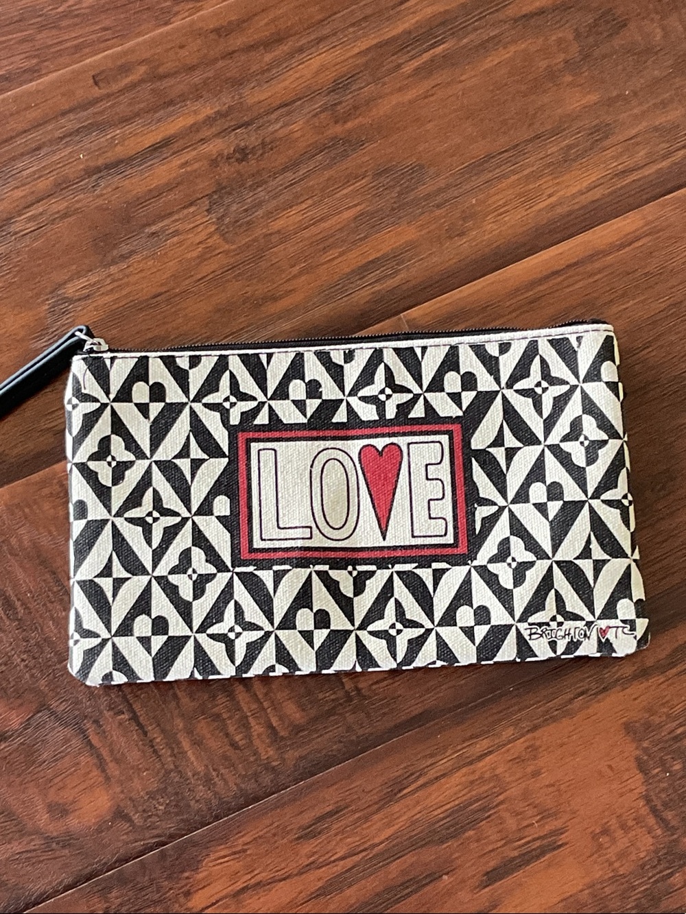 Brighton Black & White Heart Print Zip Pouch